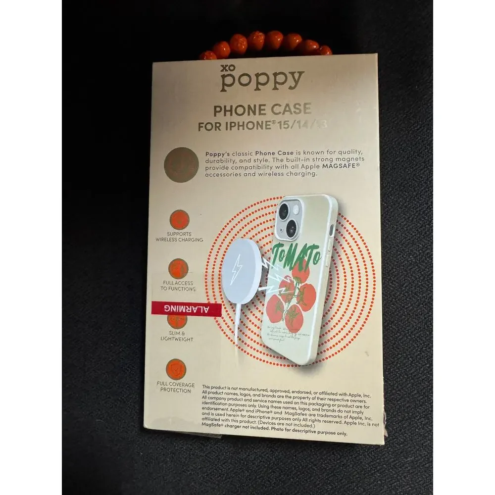 NWT XO Poppy Tomato Magsafe Compatible Phone Case for iPhone 13/14/15